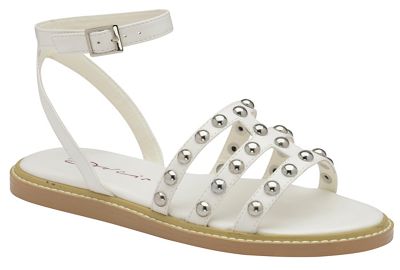 White 'Jemima' ladies flat studded sandals